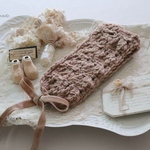 camel × beige 𓏱 alpaca Knit × velvet ribbon hair band♥𓈒𓏸