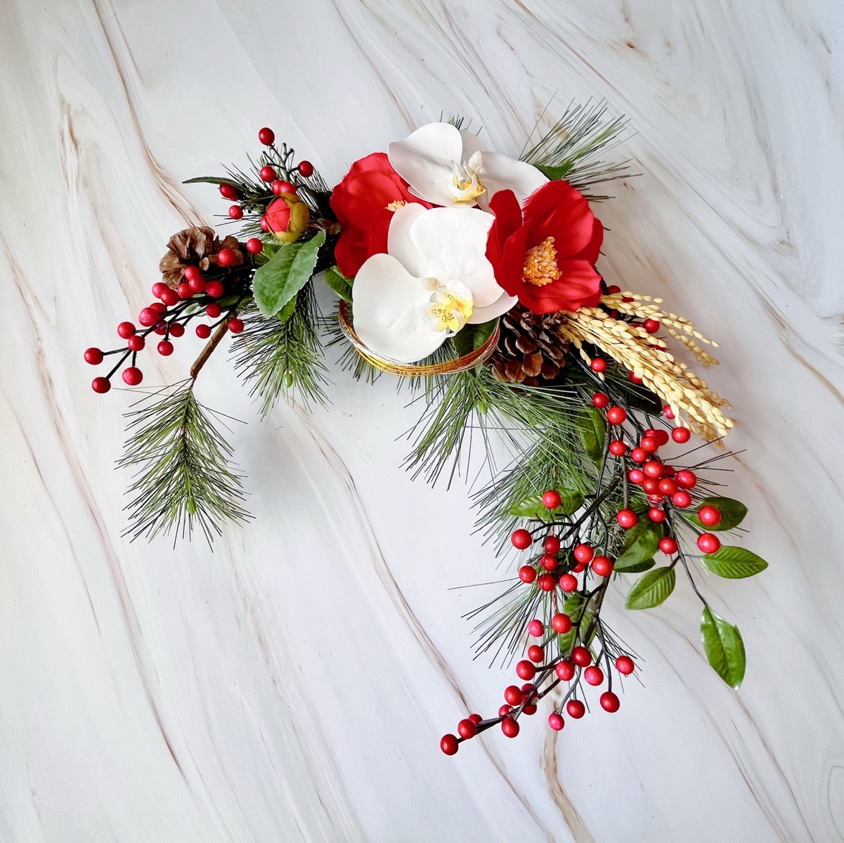 ③フラワーリース ワイヤーアート ワイヤークラフト フラワーアート