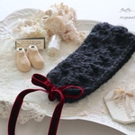 black × red 𓏱 alpaca Knit × velvet ribbon hair band♥𓈒𓏸