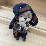 ハンドメイド　山にだって行けるんだ⁉️さあ冒険の始まりさぁ👍完全防備のカワウソ君テディベア風ぬいぐるみ