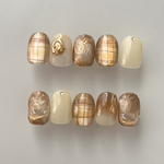  NO.101 ネイルチップ  Caramel mg Plaid