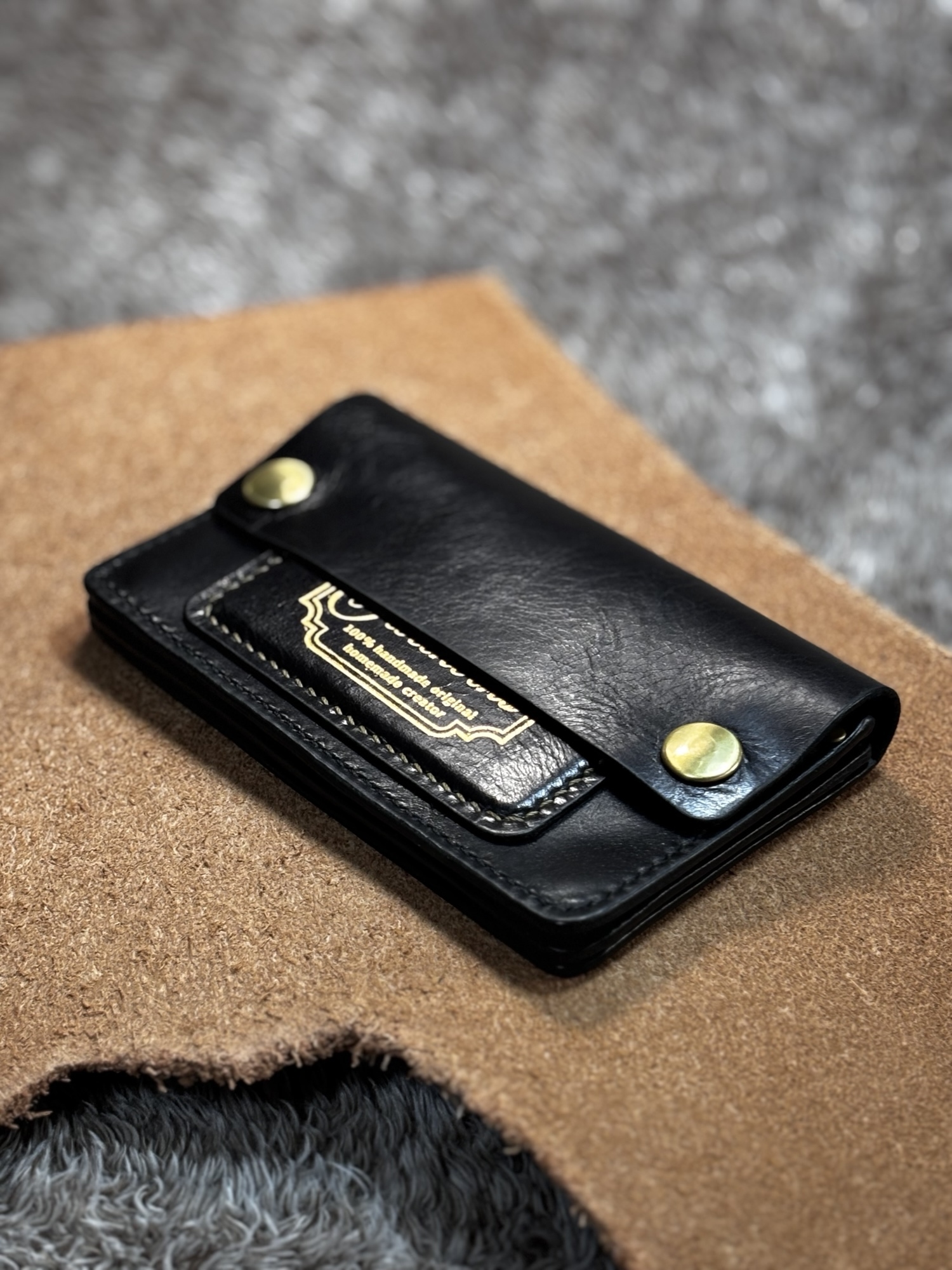 『再販』 本革 シャグポーチ 本革シャグポーチ 革ホック ブラックスタイル＊ - Jarikoikstory