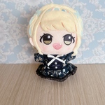 ちびぐるみ ぬい服 10cm 花柄ワンピース 紺色