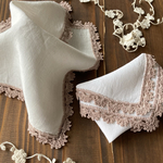 （再販可）　手編みレース　リネンハンカチ　ベルギーリネン　遠州織物　　やわらかい　ナチュラル