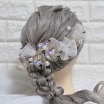 3連 メタルフラワー ゴールド ヘアアクセサリー