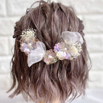 メタルフラワー＆ディップアート ゴールド ヘアアクセサリー