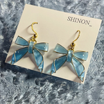 リボン 水色🩵🎀꙳.* ゴールドワイヤー 揺れる ピアス イヤリング 