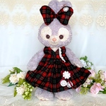 ぬいぐるみ用赤チェックのセットアップ