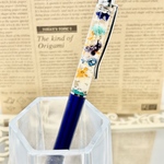 ⑦名前入れ可！キンモクセイ入りハーバリウムボールペン メタリックブルー×水色金具シルバー ハンドメイド 推し活おしゃれギフト  