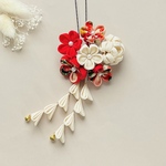 つまみ細工　七五三髪飾り　紅白