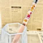 ⑪名前入れ可！キンモクセイ入りハーバリウムボールペン サーモンピンク×ピンク金具シルバー ハンドメイド 推し活おしゃれギフト  