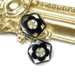 1個 15mm クリア × シェル ブラック / 黒 フラワー ボタン お花 ヴィンテージボタン レトロボタン 花 透明