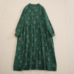 夏◆綿麻◆ワンピース◆コットンリネン◆通勤◆通学◆ネールピンク◆刺繍