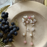2pcs)4062)ビーズタッセル)rose quartz)#2o