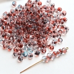 200粒以上★ 4mm×5mm ドロップガラスビーズ　グラデーションガラスビーズ  ブルー×レッドグラデーション