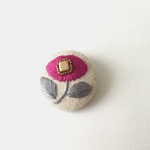 【再販】ellipseの花 刺繍 ブローチ ピンク