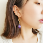 大人可愛いアメジストカラーの雫ピアス イヤリング