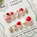 【サイズオーダー】冬　クリスマス　ネイルチップ　アニマル　猫　サンタクロース　雪　ペット　Xmas ぷっくり　大人かわいい　お出掛け