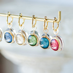 【8色から選べる】フープピアス　宝石　レジン　フープ　推しカラー