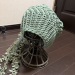 ☆ジグザグ模様 2WAY ニット帽☆くすみミントグリーン
