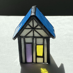 ステンドグラス人気シリーズの幸せの小さなお家とツリーのセットhappy littlehouseと木2組ドールハウスミニチュアクリスマス