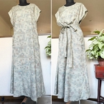 大島紬　着物リメイク　フレアーシルエット　マキシ丈　ワンピース