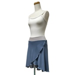 選べる丈、透けにくいバレエプルオン巻きスカートブルーグレー　ウエストグレー