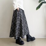フレアースカート　* Cotton Twill タータンチェック柄 Black *