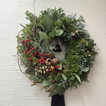 【再販３】フレッシュクリスマスリース2025 針葉樹リース　ドライフラワーリース