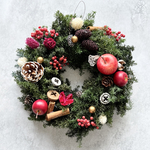 リンゴと木の実の森のクリスマスリース2025❤︎  ウィンターリース　プリザーブドフラワーリース 玄関 ドアリース 冬 クリスマス