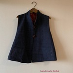 書生絣の衿つきベスト