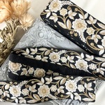 30cm/50cm  インド刺繍リボン  シルク  花柄  ブラック