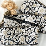 30cm/50cm  インド刺繍リボン  チュール  花柄  ブラック  #wt32
