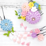 【つまみ細工】ボタニカル ラベンダー 髪飾り　6点セット 七五三 7歳 卒業式 成人式