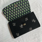 お財布ショルダー　北欧風　刺繍バッグ　スマホ収納可能　ブラック/黒　2WAYバッグ