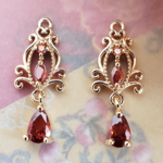 2個 花 シノワズリ キュービックジルコニア 18KGP 本金メッキ レトロ アンティーク風 チャーム パーツ/ゴールド オレンジ(tmlP-912） 和風 中華 チャイナ