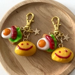 オムライス　ニコちゃん　目玉焼き　食品サンプル　　チャーム　ミニチュアフード　ミニチュア　フェイクフード