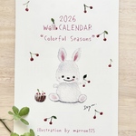 ★2026年 透明水彩画　A4サイズ(縦) イラスト 壁掛け　カレンダー 北欧 うさぎ　花  猫　犬　ギフト　クリスマス　ハロウィン　午年　馬　ウマ　うま