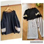 natural*ワッシャーお袖ぷっくりブラウス**ブラック