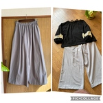 natural*ワッシャーワイドパンツ**グレー