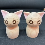 ちびねこけし（6.5cm）黄色耳シンプル