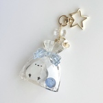 NEW🎀受注製作🎀ブルーベリーと動物入りの透明なリボンポーチ　キーホルダー(ブルーベリーのデザインと動物が選べます！)