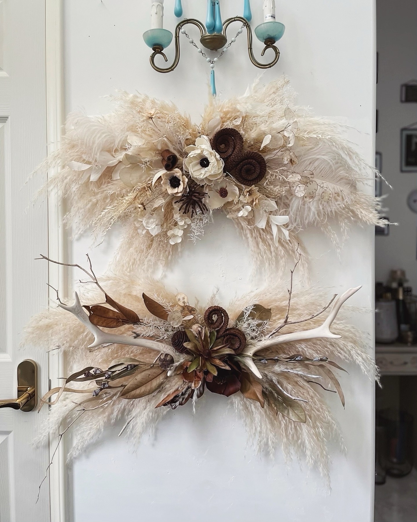 パンパスグラス　リース コスモスパンパスグラスのホワイトムーンリース 直径約18cm