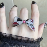 〜夢ガラスリボン🖤🤍❤️リング〜