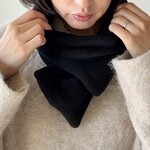【☆新色☆大人の贅沢とろみフリース】ミニマフラー /ブラック