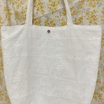 手作り 猫柄刺繍 ホワイト肩掛けバッグ｜綿100％｜内ポケット付き