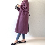 毎日の割烹着。しっかり素材で頼れる1枚。コットンリネンキャンバス『パープル』