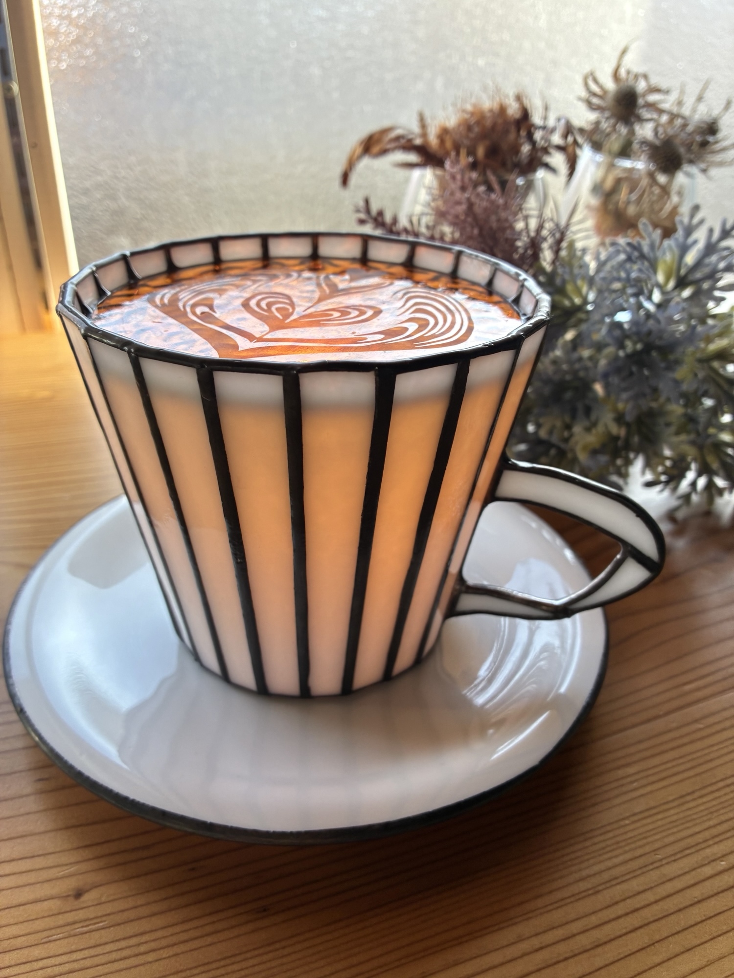 受注制作】ステンドグラス コーヒーカップランプ ステンドグラス