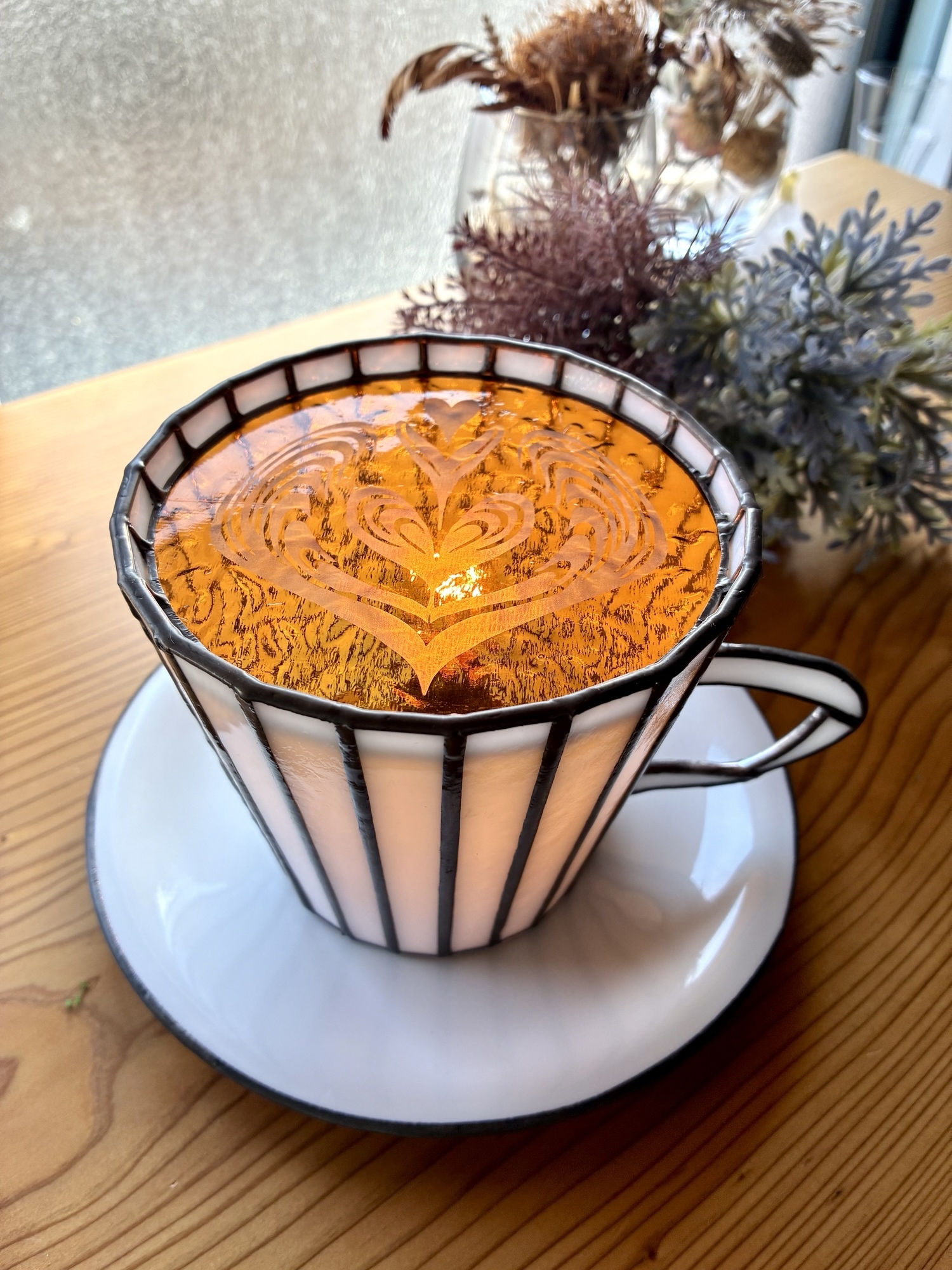 受注制作】ステンドグラス コーヒーカップランプ ステンドグラス