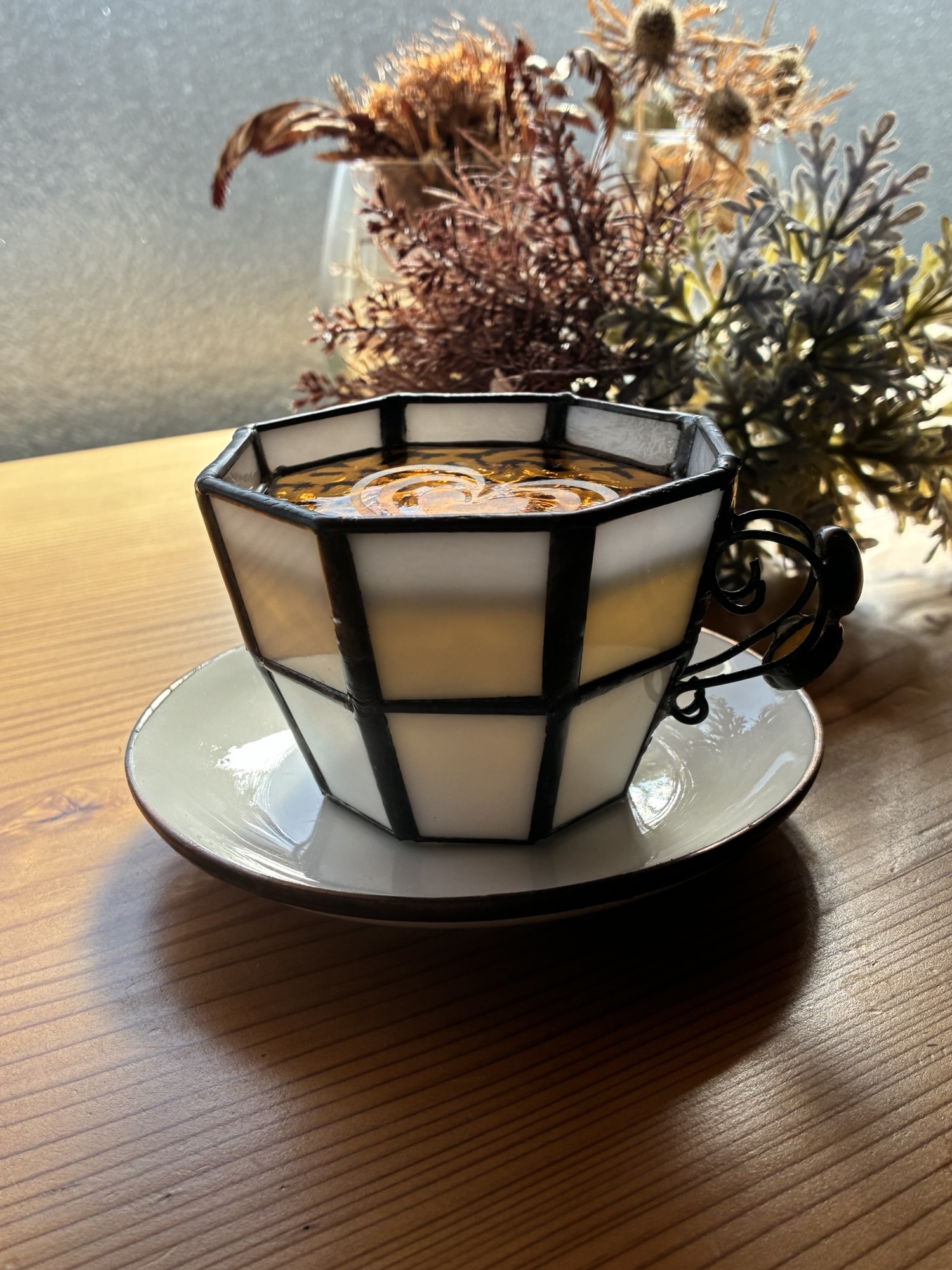 受注制作】コーヒーカップランプmini ✴︎ ステンドグラス レトロ